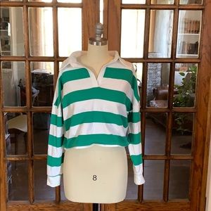 Striped collard crop top